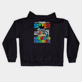 Proud Sister Of A 2024 Kindergarten Graduate Dinosaur Monster Truck Kids Hoodie